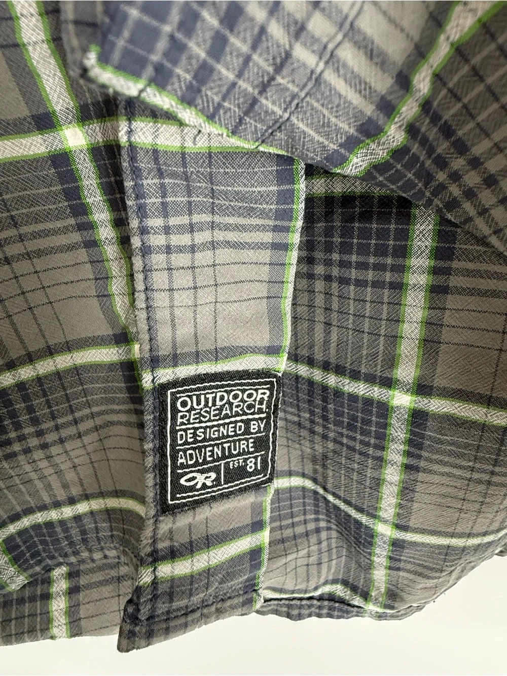 Outdoor Research Mountain High Outfitter‎ Men Gray Lime Short Sleeve Shirt Large